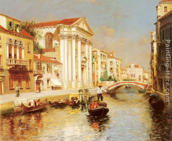A Venetian Canal painting - Rubens Santoro A Venetian Canal art painting